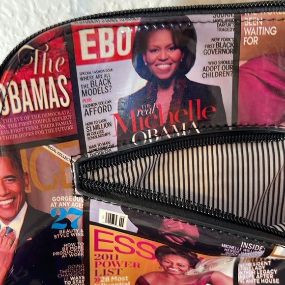 MICHELLE OBAMA Glossy Magazine Cover Lightweight Medium Dome Crossbody Bag Purse - Picture 5 of 10
